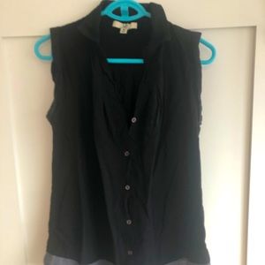 Black sleeveless button up